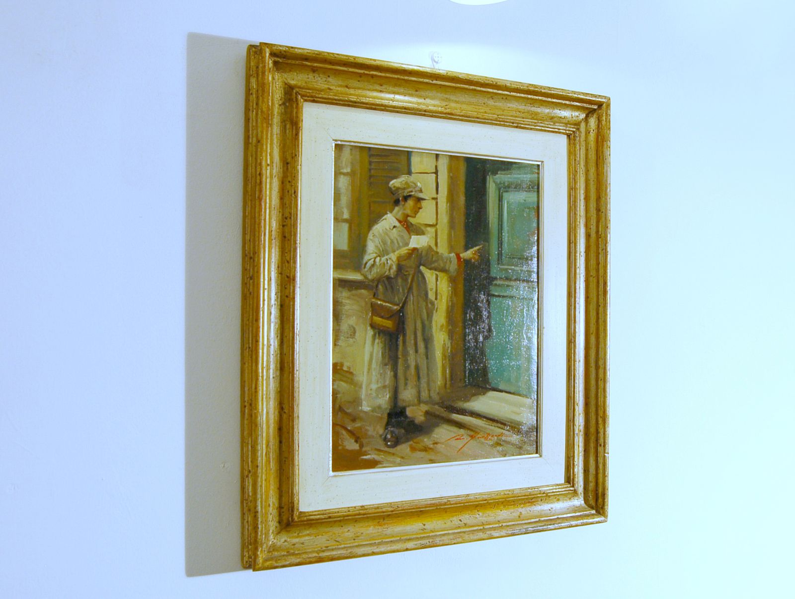 Rialdo Guizzardi ( Milano 1920 ) Oil On Canvas / The Telegraph Messenger photo furniture