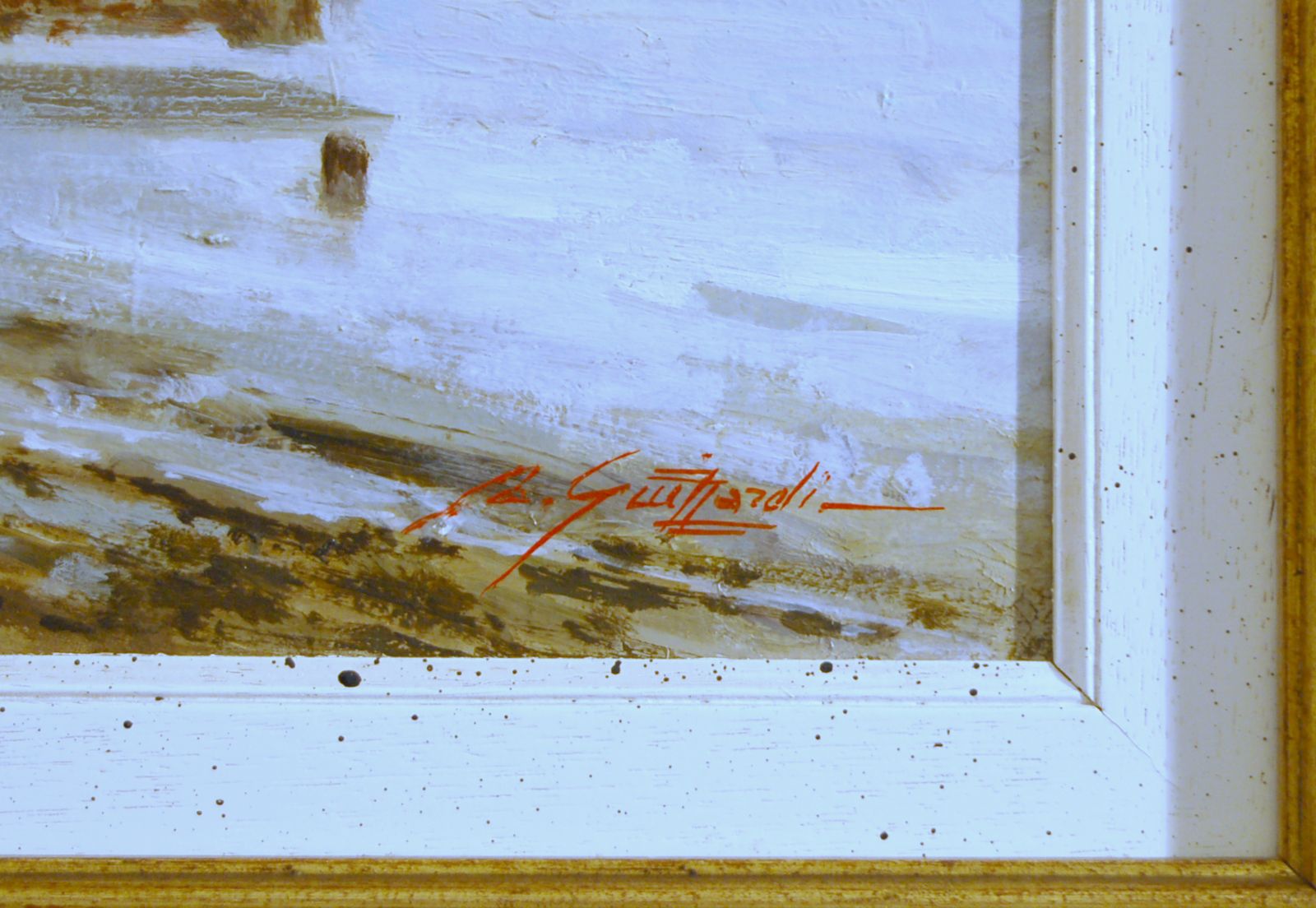 Rialdo Guizzardi ( Milano 1920 ) Oil On Wood / Milano Winter Snow photo vinterior