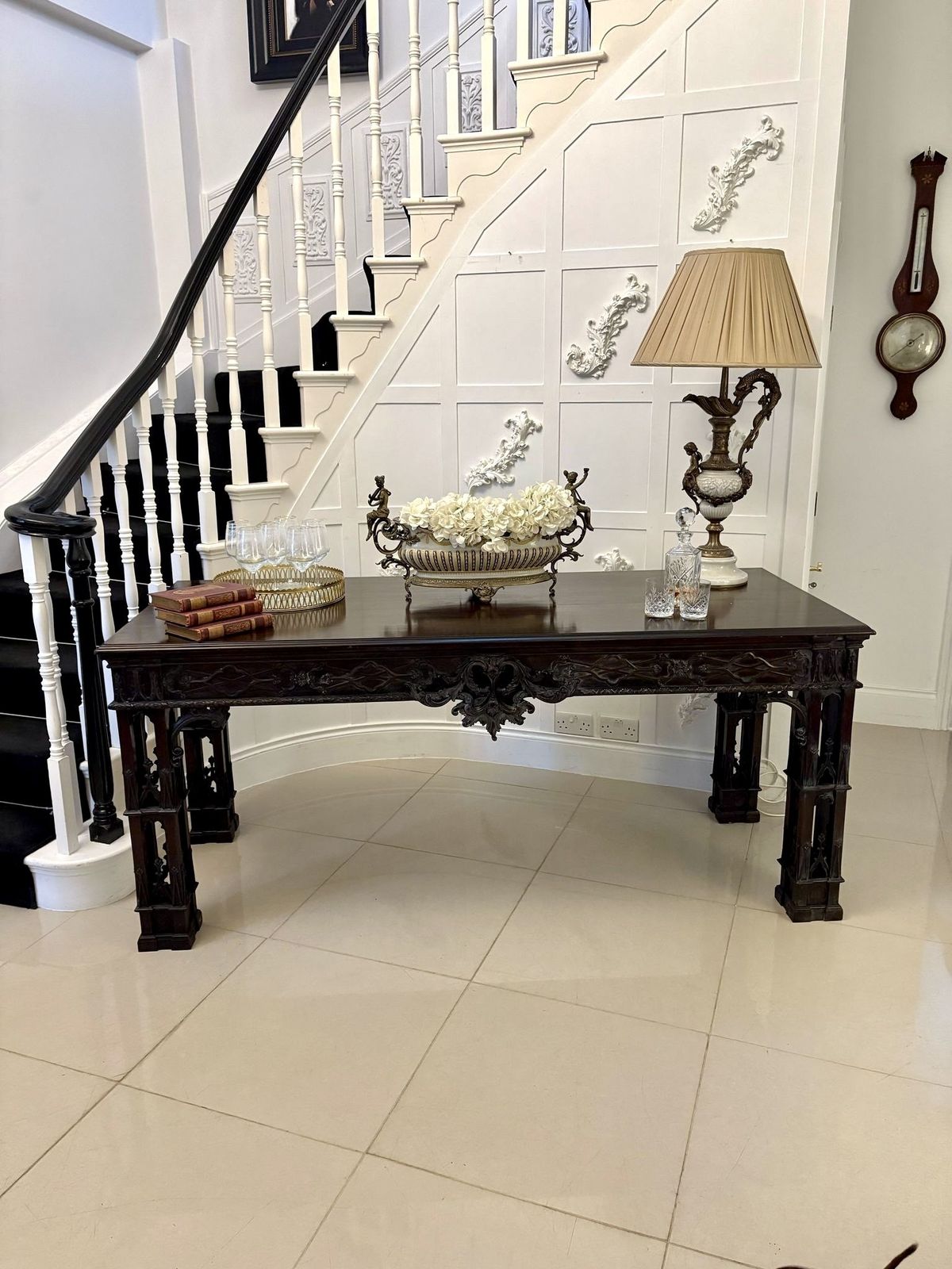 Large Antique 19th Century Outstanding Quality Carved Mahogany Table In The Chinese Chippendale Manner