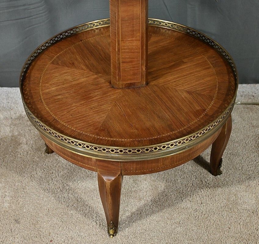 photo for sale Important Marquetry Floor Lamp, Transition Louis XV Louis XVI Style – 1st Part Of The 20th Century