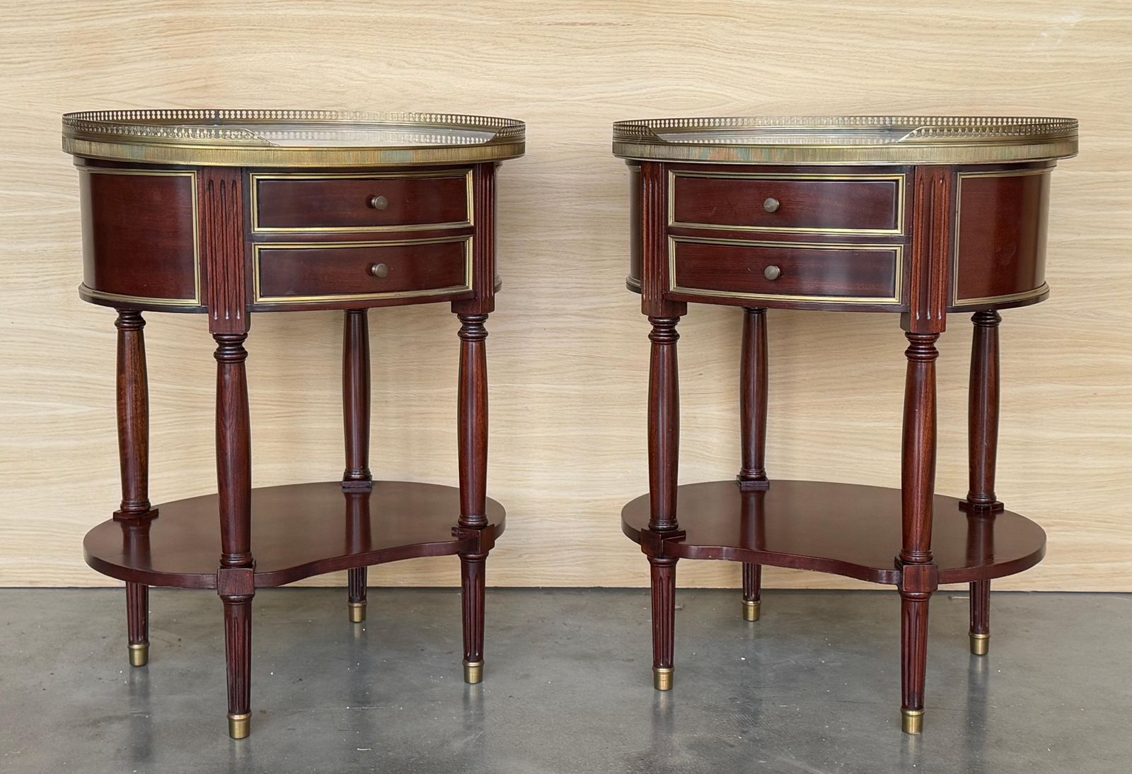 Pair Of Louis XV Kidney Shape Nightstands With Two Drawers And Low Shelve photo Furniture