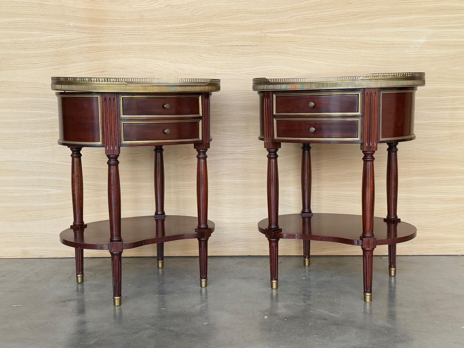 Pair Of Louis XV Kidney Shape Nightstands With Two Drawers And Low Shelve photo 4127.0