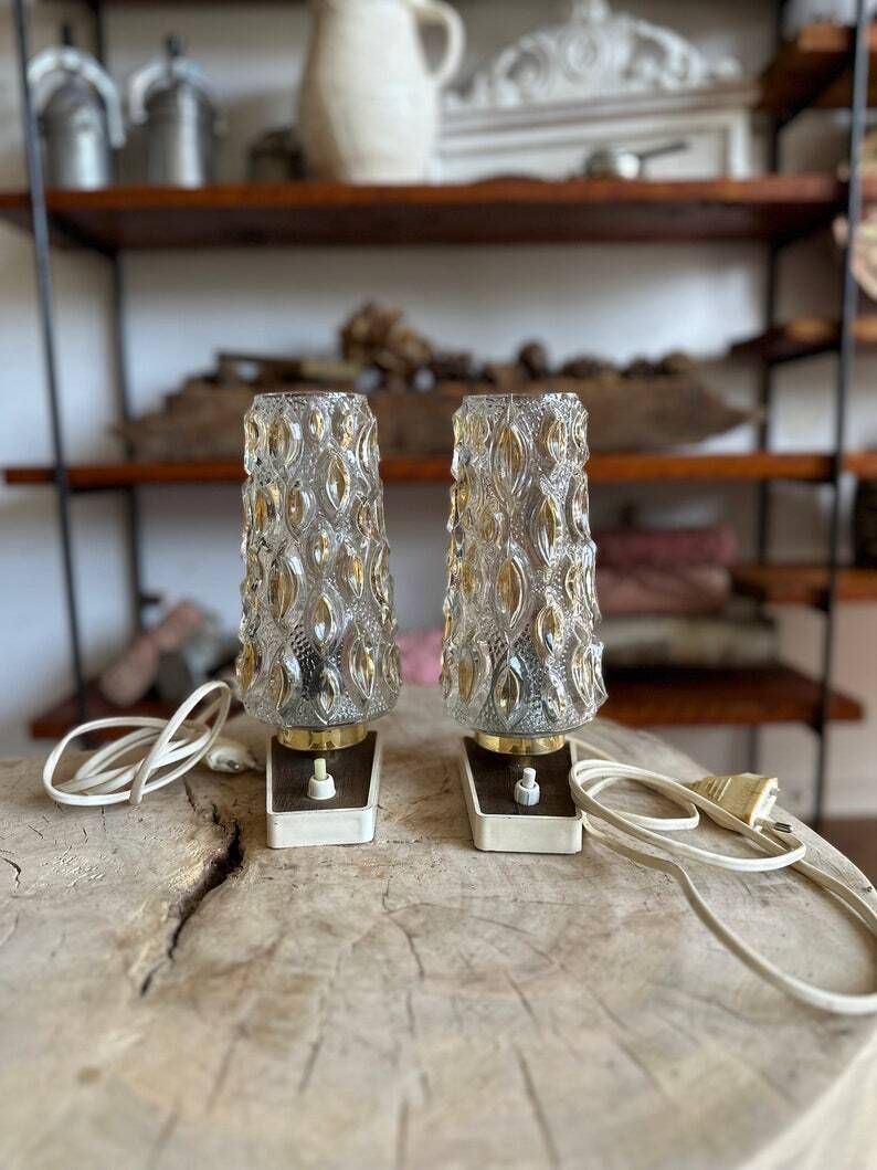 Vintage Mid Century Bauhaus Style Bedside Lamps   Set Of 2: Hungarian Craftsmanship From The 1950s, Reclaimed, Timeless Elegance