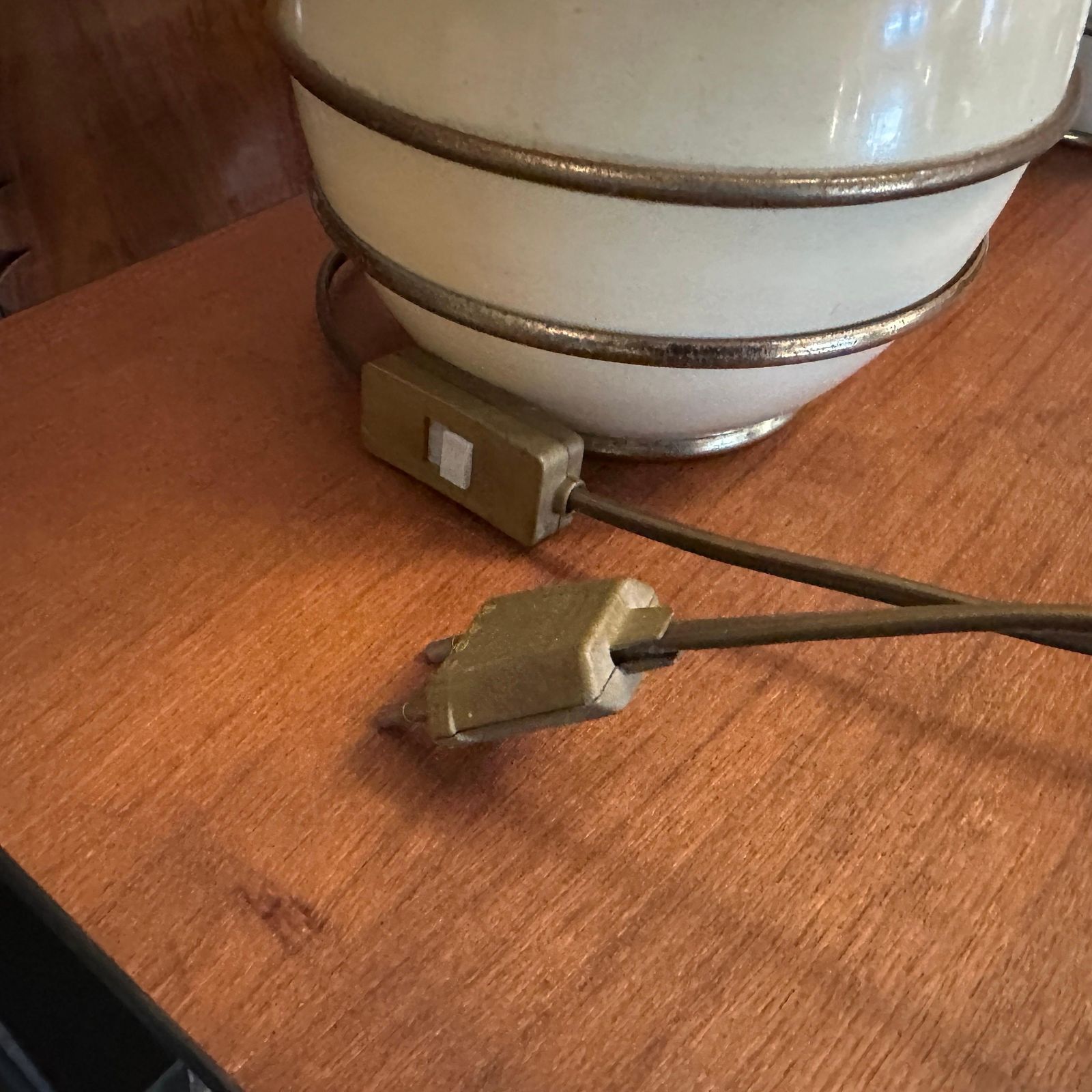 Two 1970s Mid Century Modern Brass And Ivory Lacquered Metal Italian Table Lamps photo buy