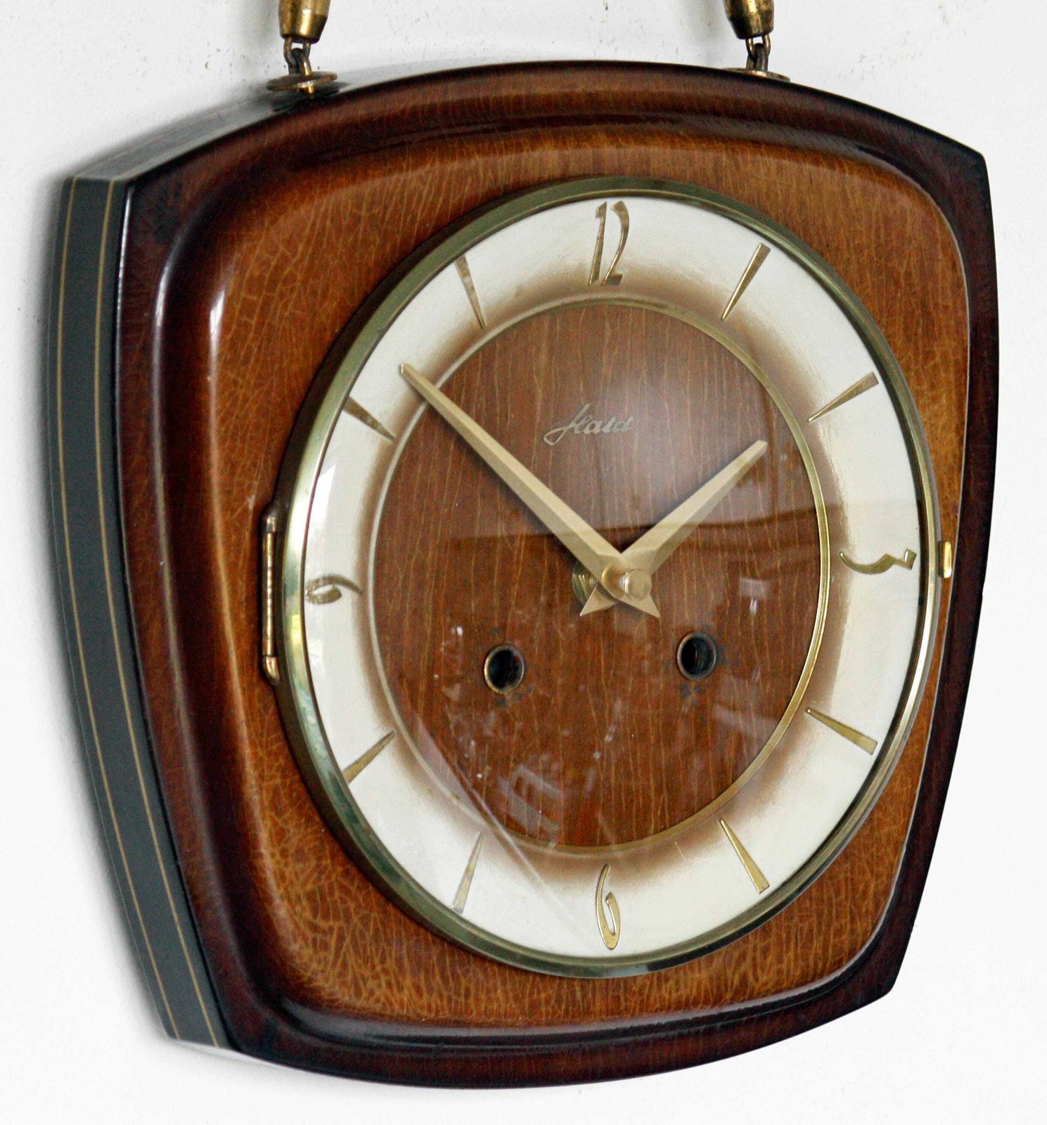 Mid Century Wall Clock   Vintage Kaia German Retro Mid Century Rope Clock Wooden Gift Off The Wall Clocks photo for sale
