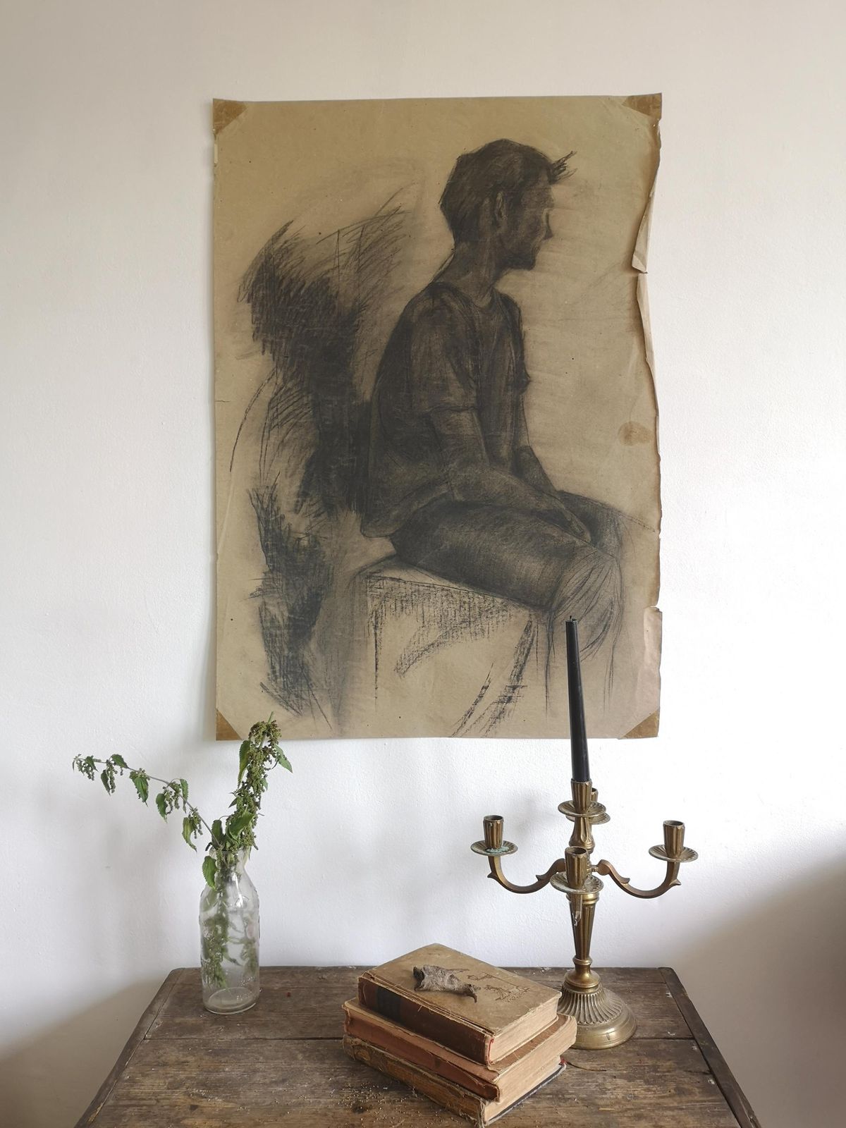 Timea's 1970 Hungarian Sketch: Bold Shading, Vintage Charm, Unique Character. Ideal For Framing Or As A Statement Piece. Artist Drawing