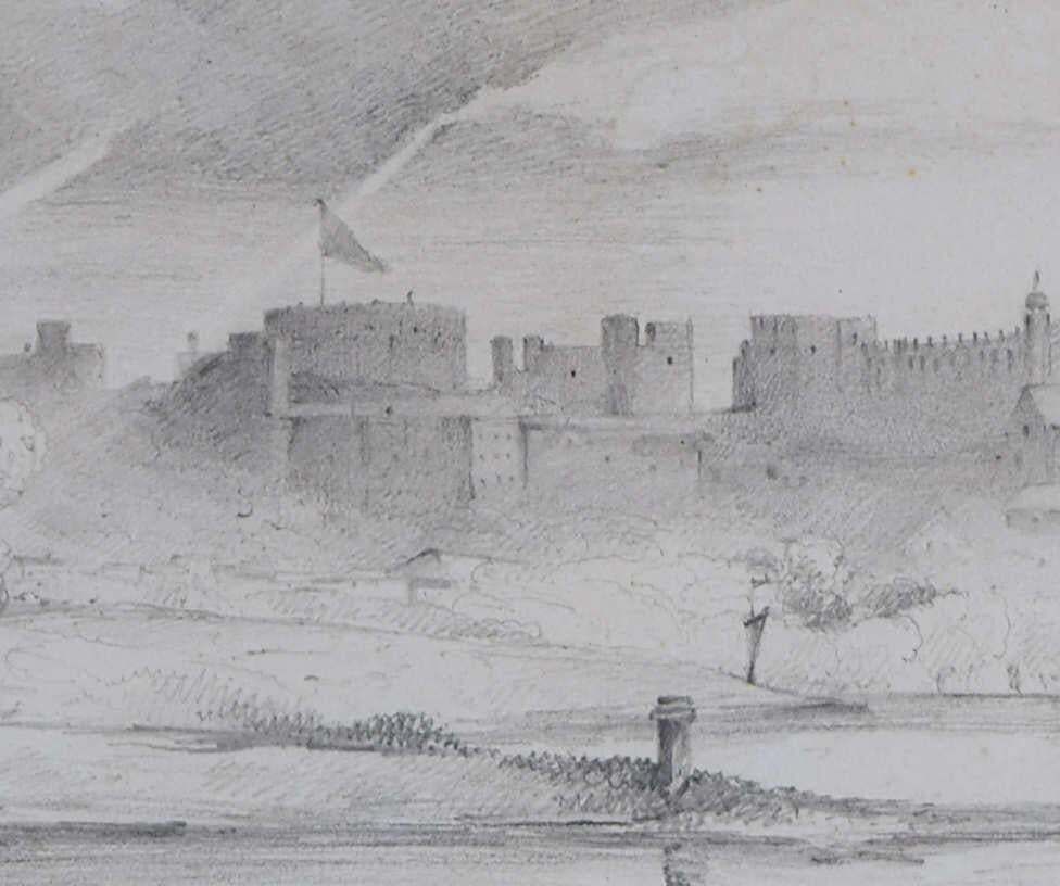 Windsor Castle And Eton College With Punting Scholars, 19th Century Drawing By S.R.E photo furniture