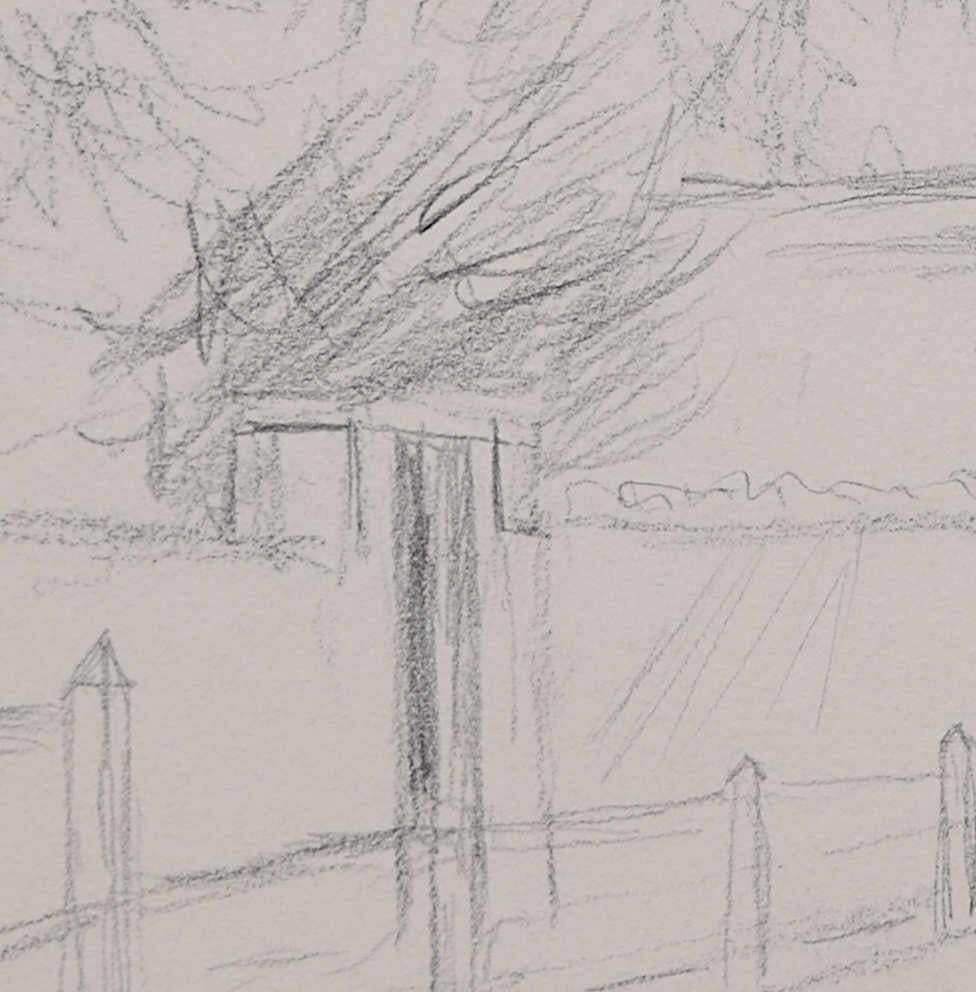 The New Inn, Willersey, Pencil Sketch By George Bissill photo Art