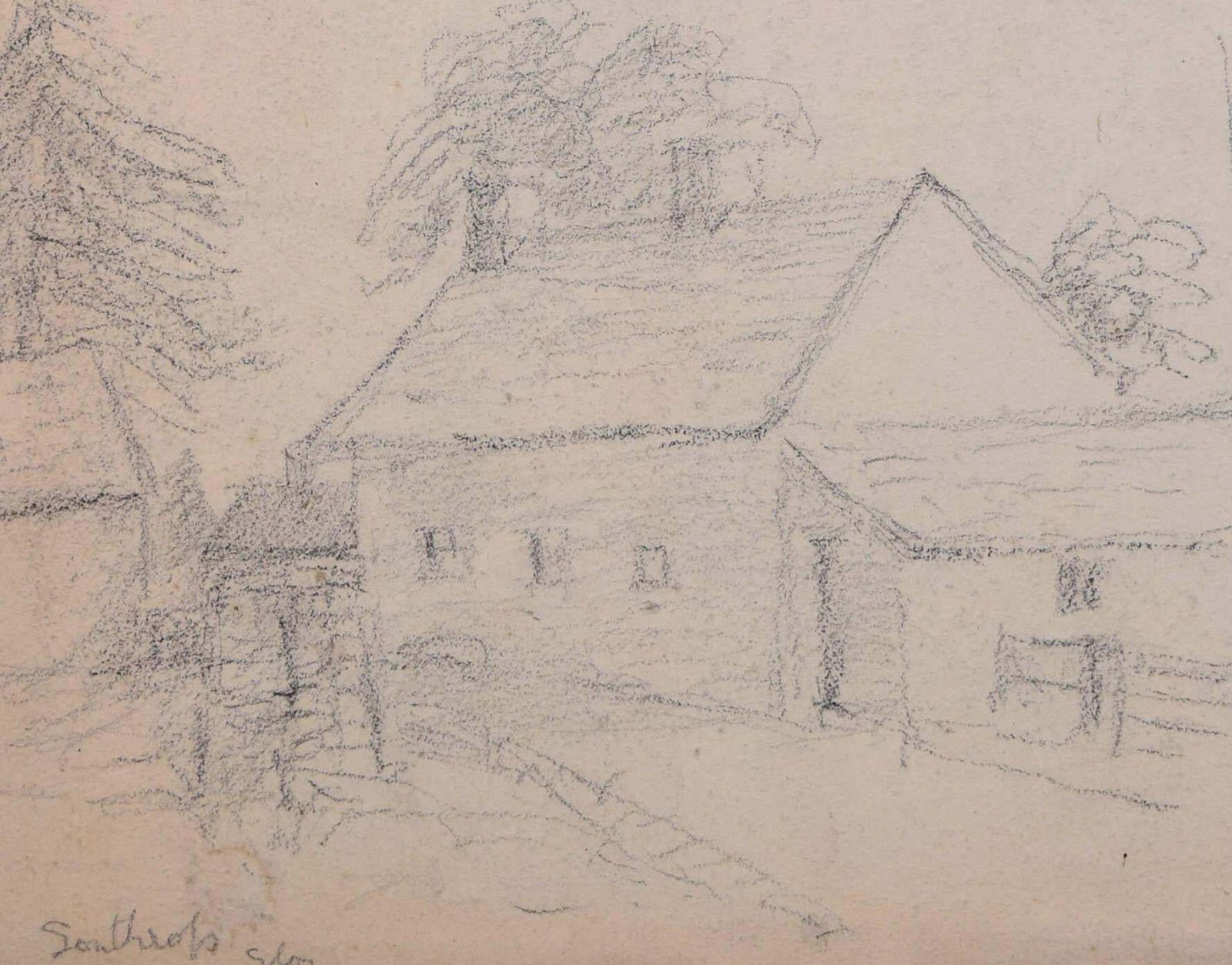 Study For Oil Painting Of Coombe, Hampshire, Pencil Sketch By George Bissill photo Art