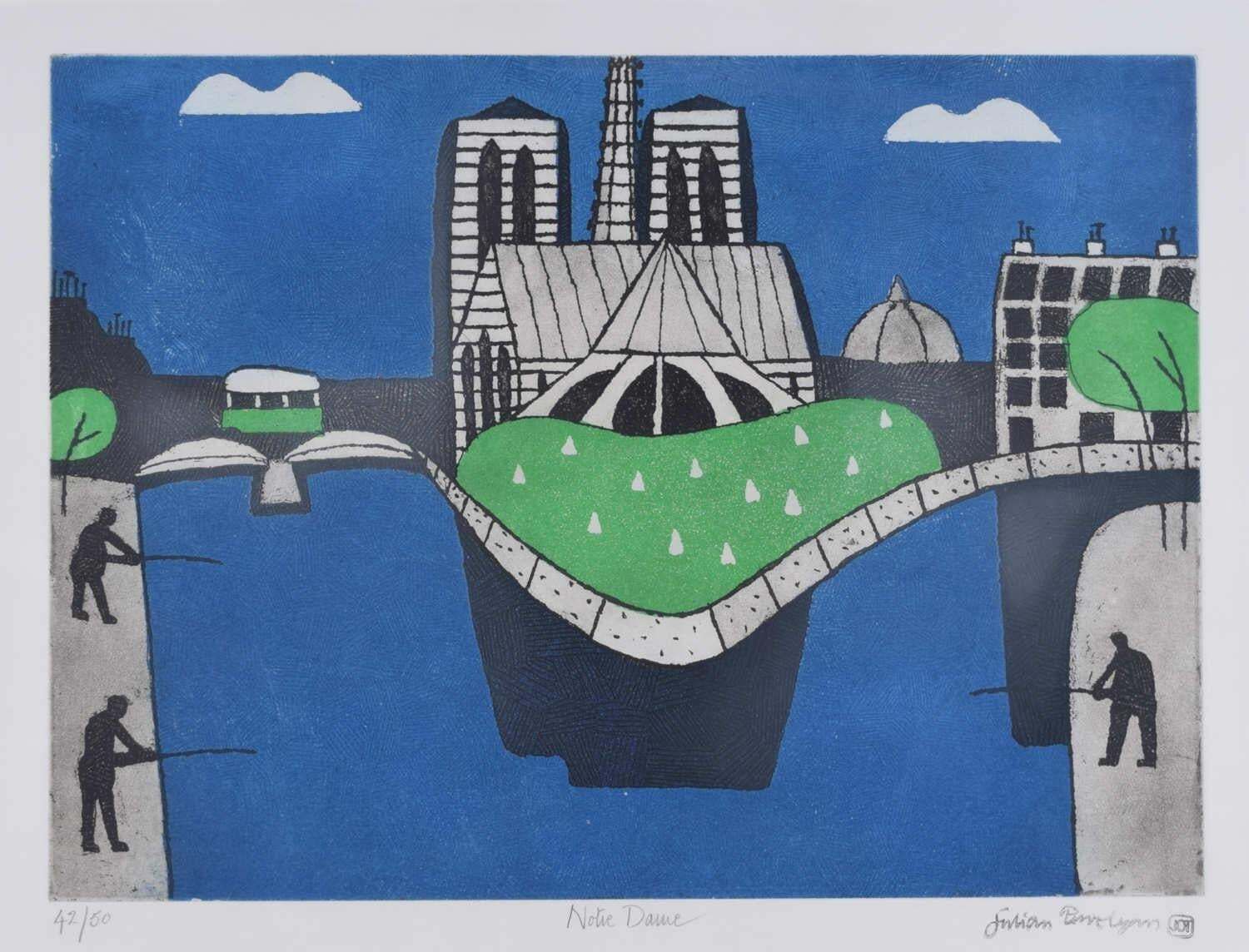 Notre Dame, Etching And Aquatint By Julian Trevelyan 1969