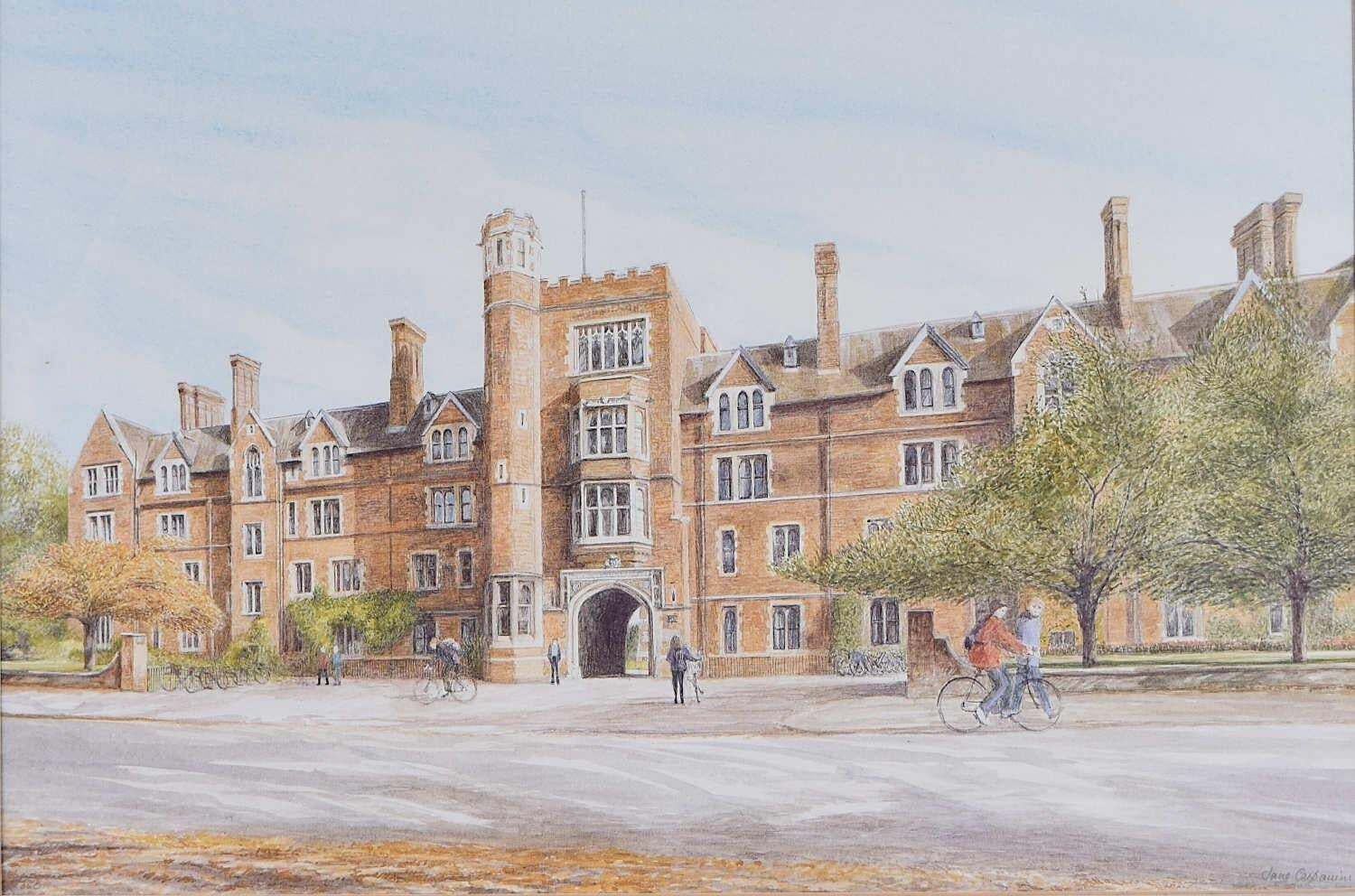 Selwyn College, Cambridge, Lithograph By Jane Carpanini C.2000