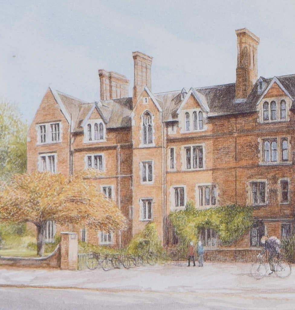 Selwyn College, Cambridge, Lithograph By Jane Carpanini C.2000 photo 346.0