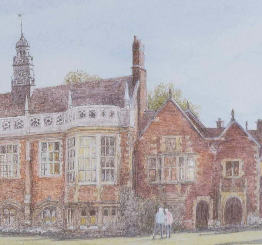Old Court, Selwyn College, Cambridge, Lithograph By Jane Carpanini C.2000 photo Art