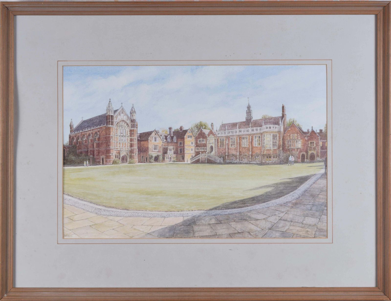 Old Court, Selwyn College, Cambridge, Lithograph By Jane Carpanini C.2000 photo 346.0