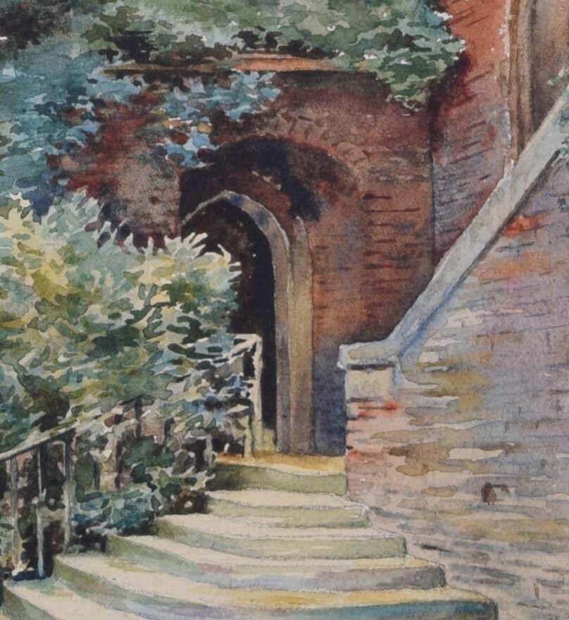 Erasmus' Tower, Queens' College, Cambridge, Watercolour By E. T. Talbot photo furniture