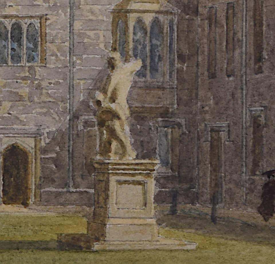 Brasenose College Quadrangle, Watercolour By George Pyne 1871 photo furniture