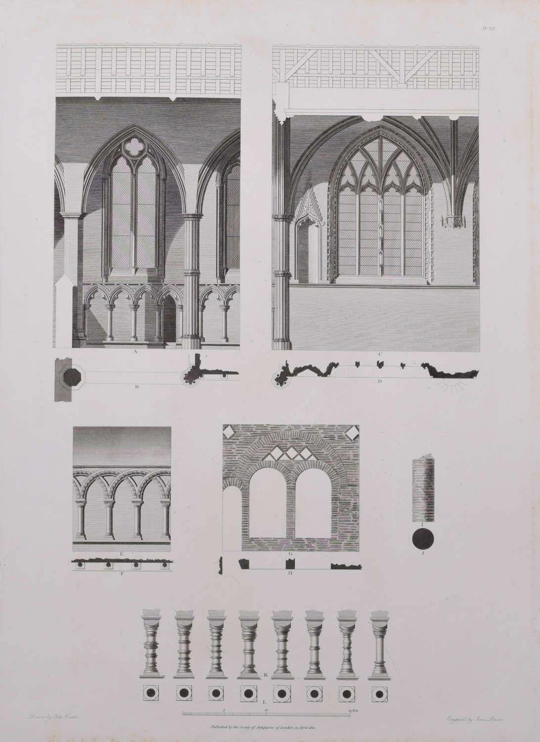 Architectural Fragments Of St Albans Cathedral, Engraving By James Basire 1810