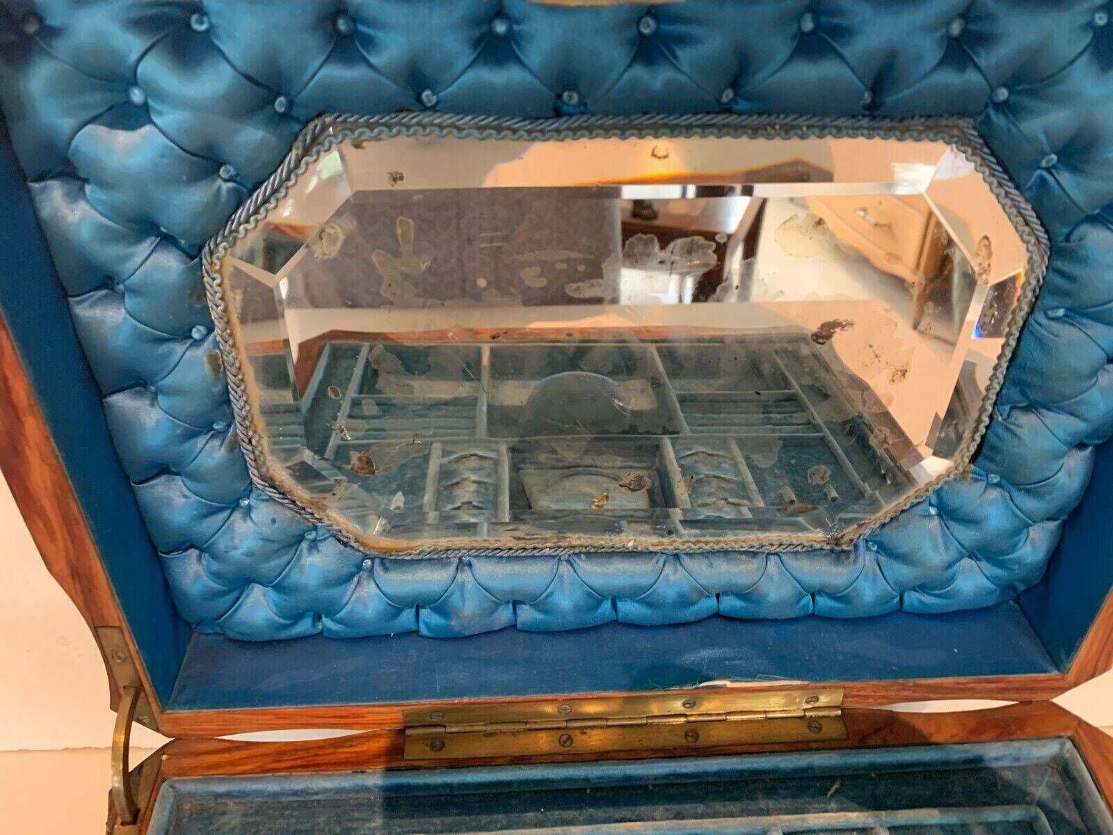 Jewelry Box In Cedar Burl Boulle Marquetry Box Napoleon III Period photo vintage