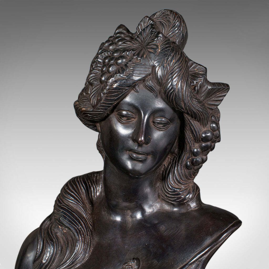 photo furniture Heavy Vintage Bohemian Female Bust Continental Bronze  After Art Nouveau 1930
