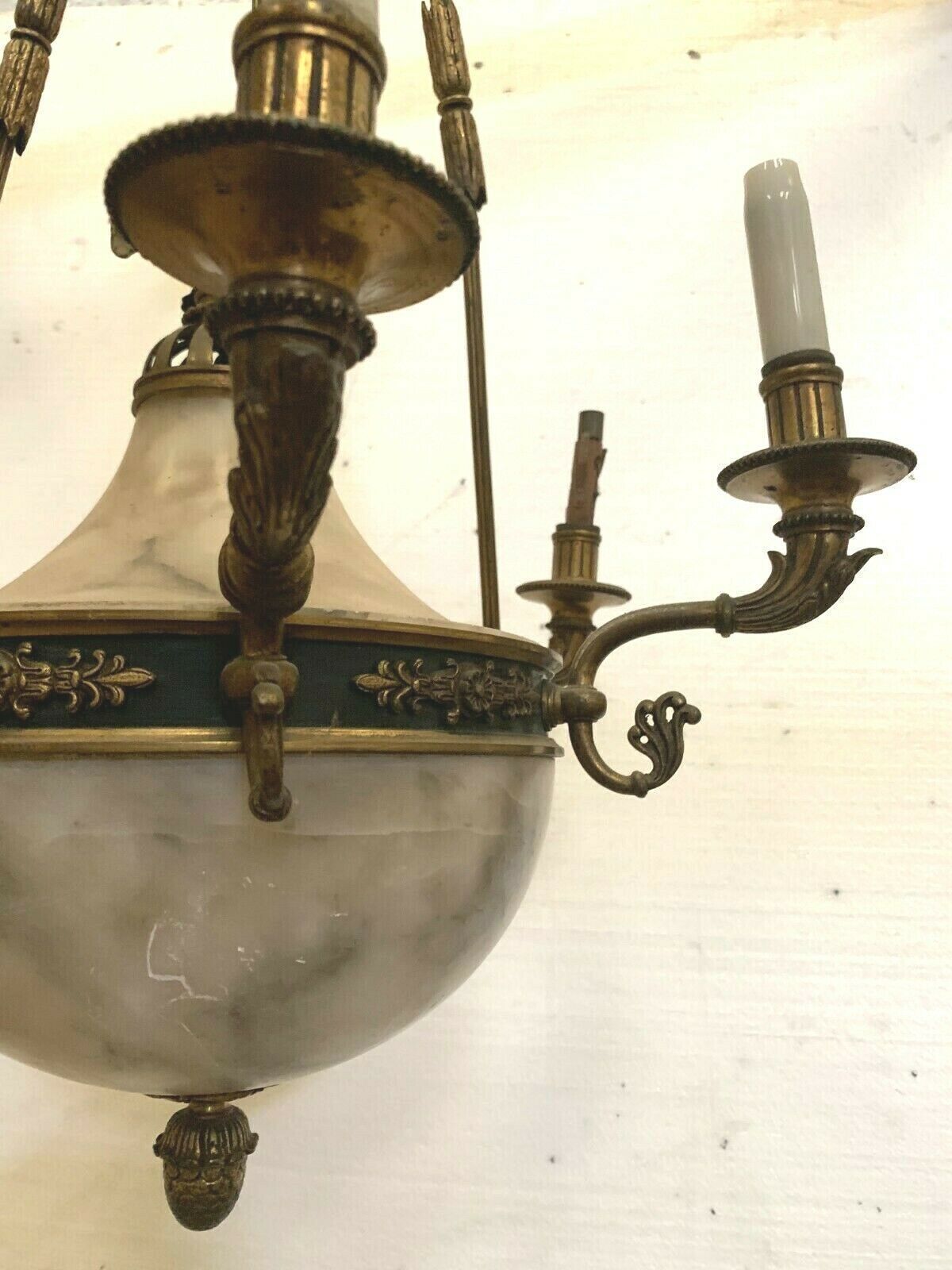 Empire Chandelier In Bronze And Alabaster XIX Century Napoleon III photo Lighting