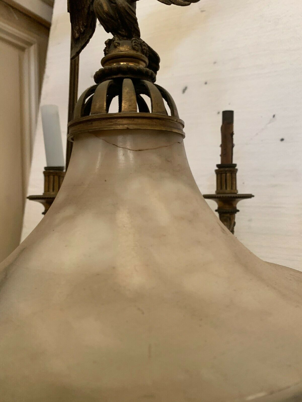 Empire Chandelier In Bronze And Alabaster XIX Century Napoleon III photo vinterior