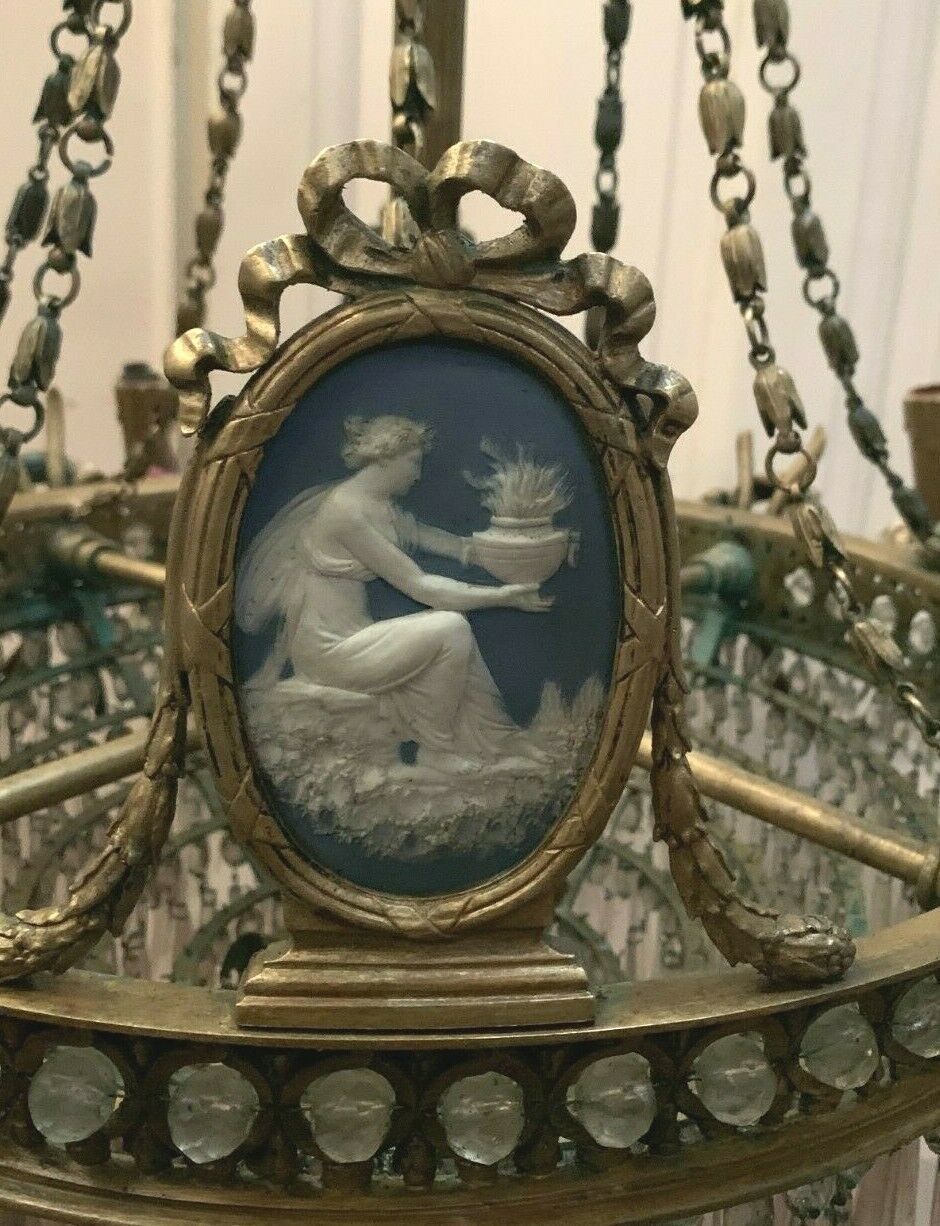 Louis XVI Style Chandelier In Bronze And Crystal Pendants XIX Century photo buy