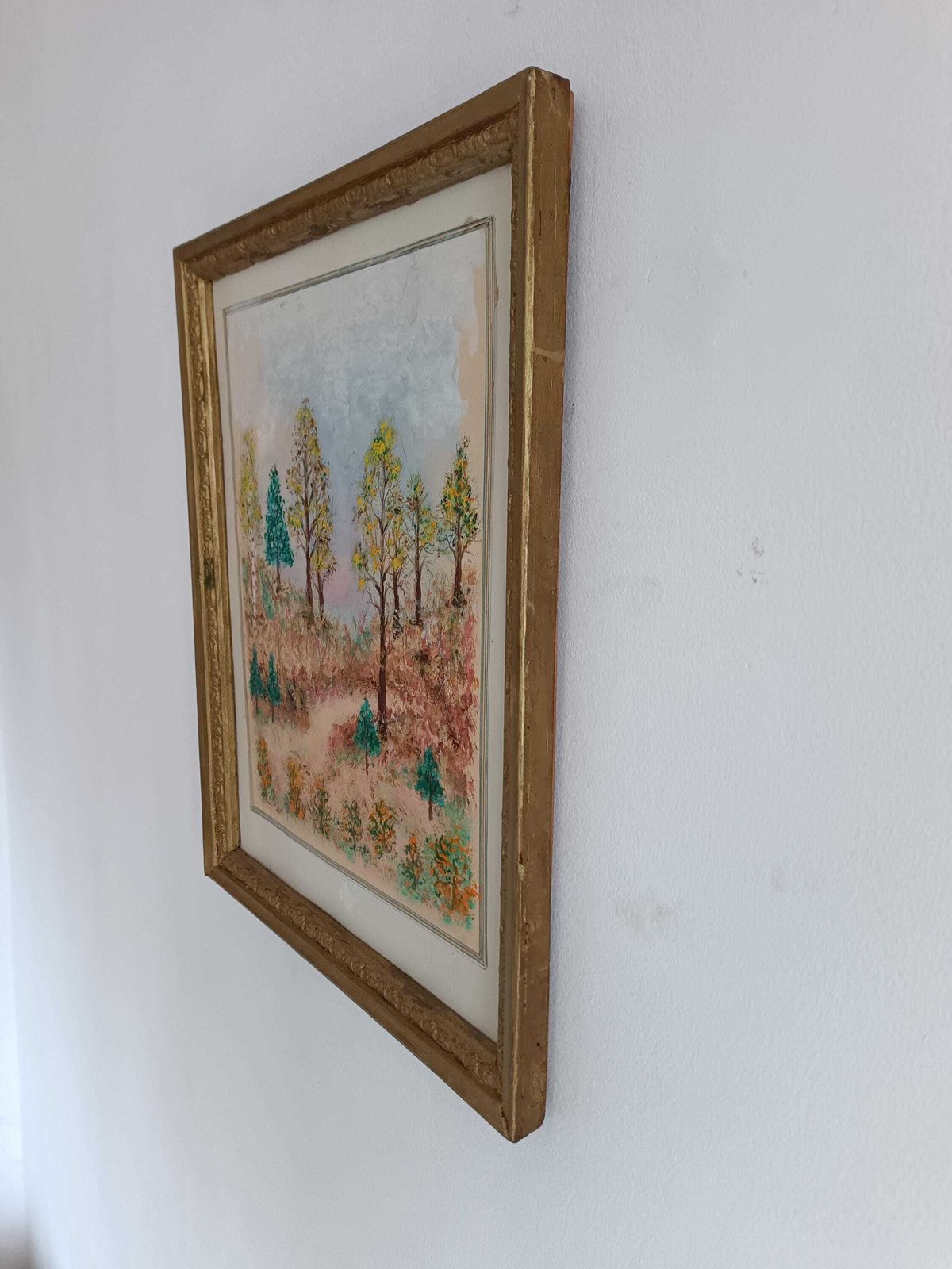 Res Antique Hungarian Forest Painting   Timeless Homestead Art Of Trees At Dusk. Canvas Shabby Talented Artist. Collectible. Atmospheric photo buy