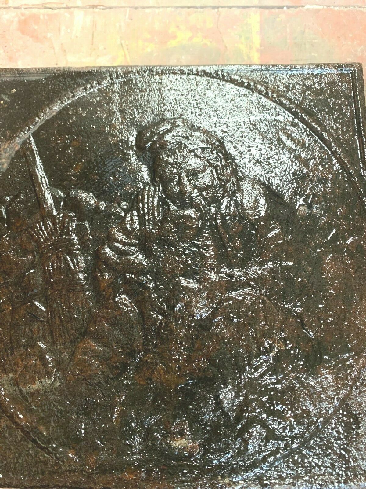 19th Century Cast Iron Fireplace Plate photo for sale