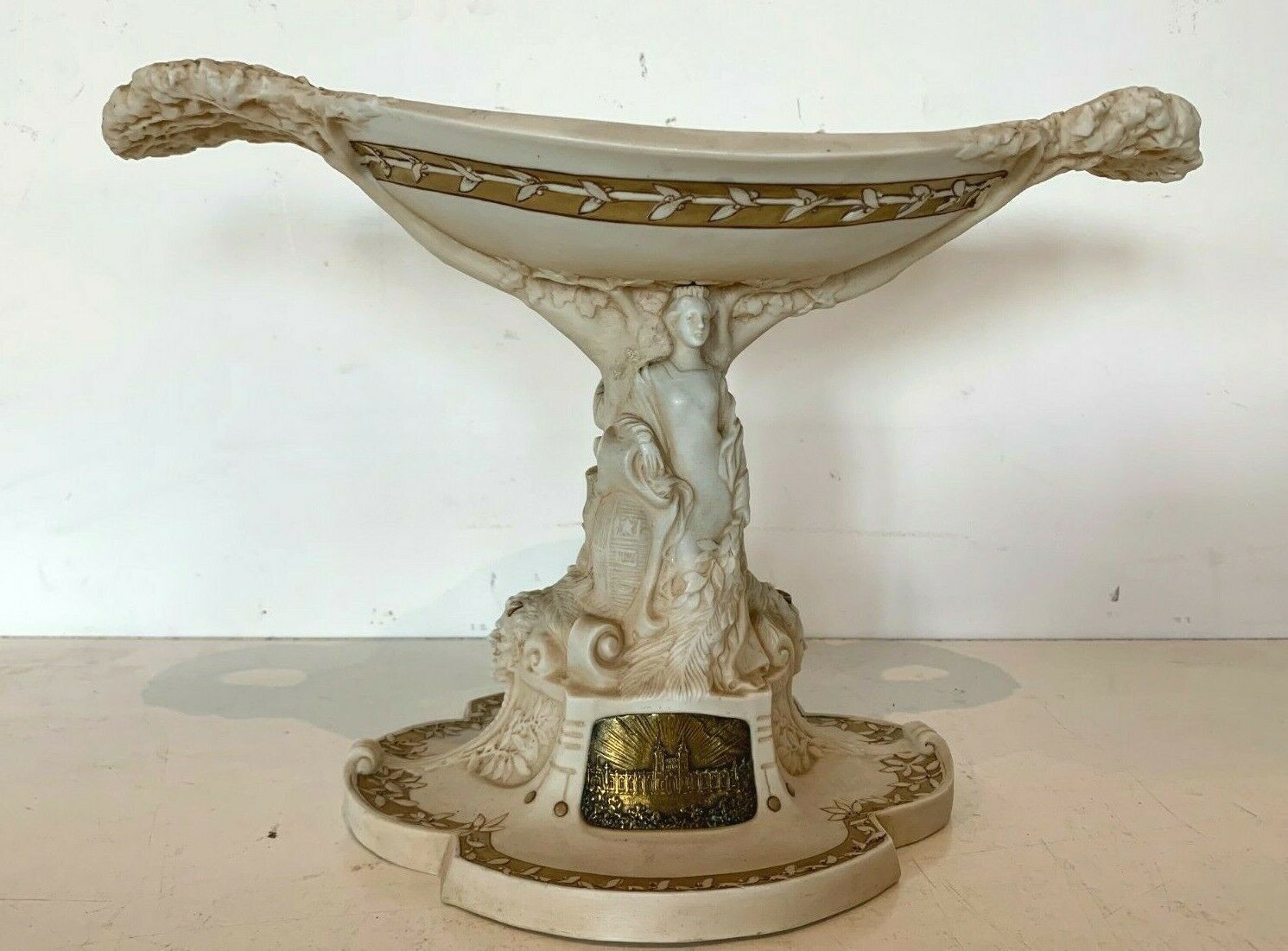 Biscuit Centerpiece With Gold Flare 20th Century Trademark
