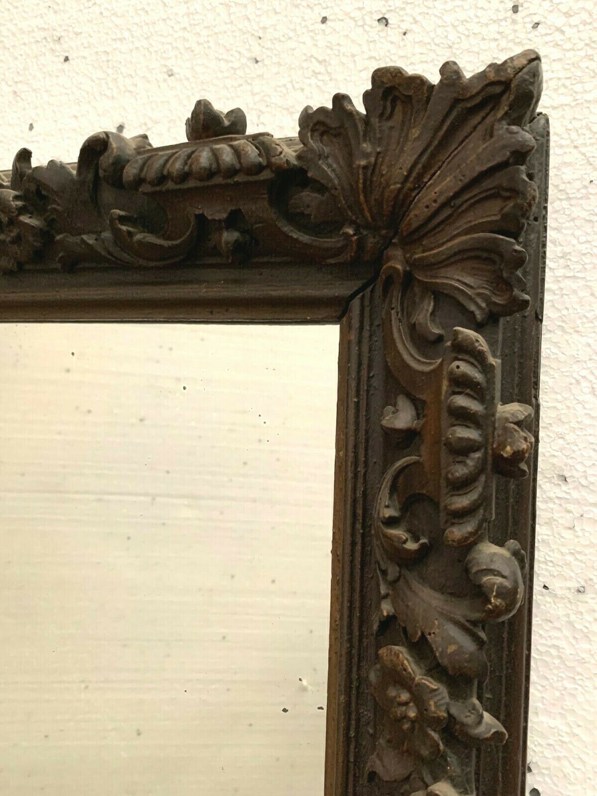 Louis XV Style Mirror In Carved Oak Black Patina XIX Century photo furniture