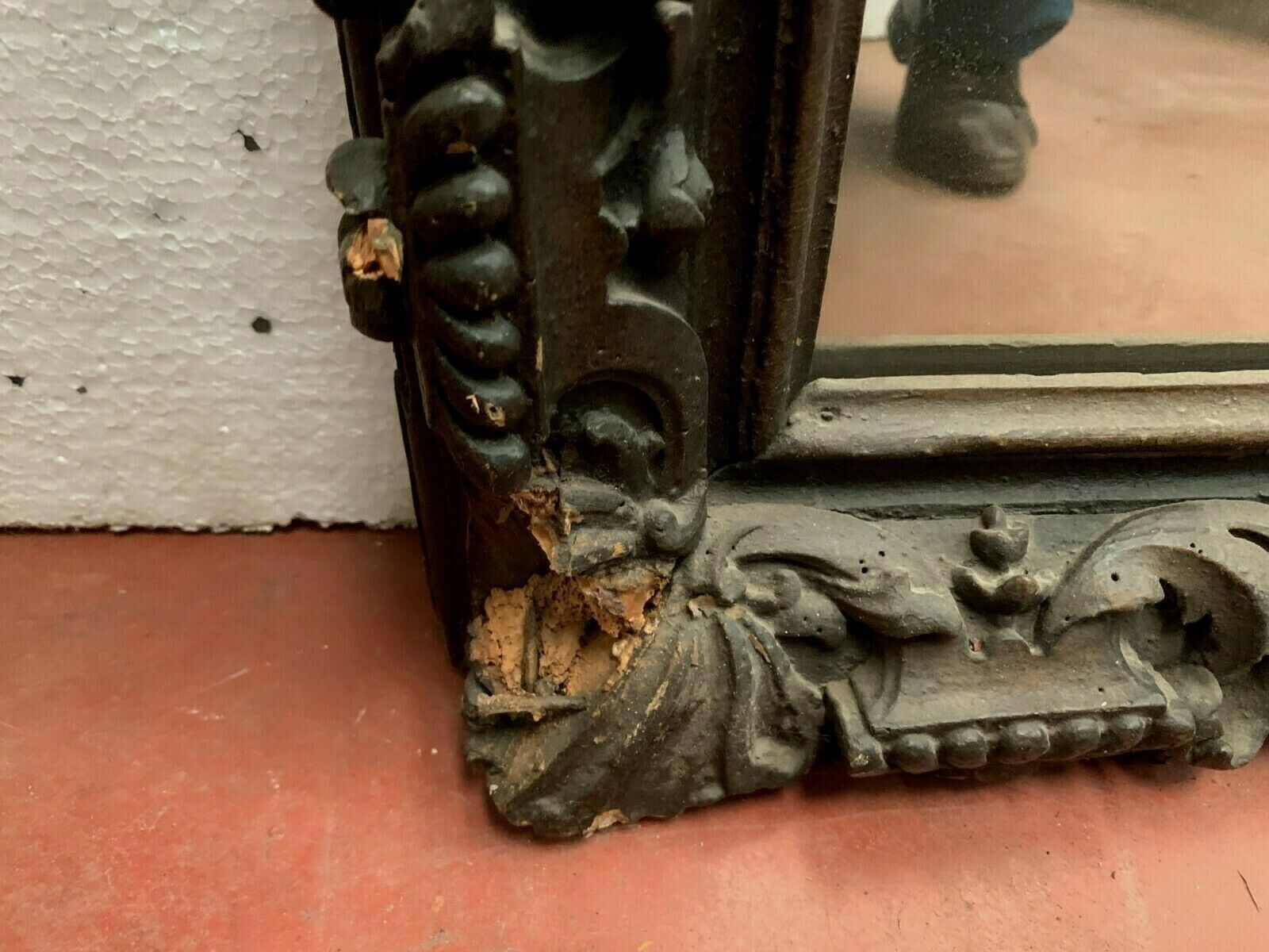 Louis XV Style Mirror In Carved Oak Black Patina XIX Century photo Home Decor