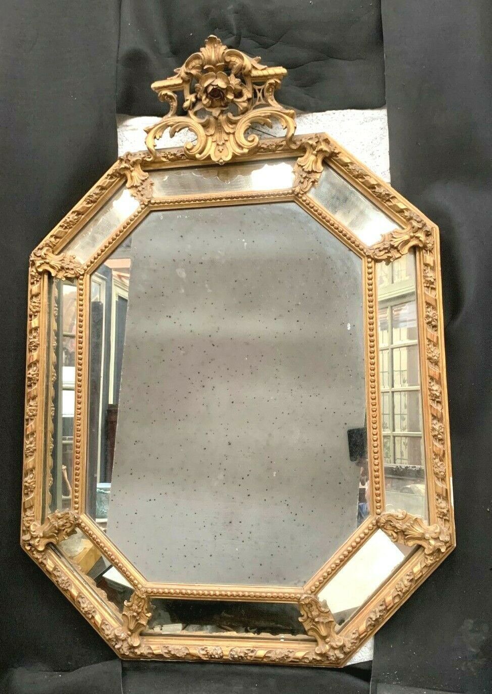 Mirror With Closed Doors In Wood And Gilded Stucco Napoleon III Mirror 19 Century