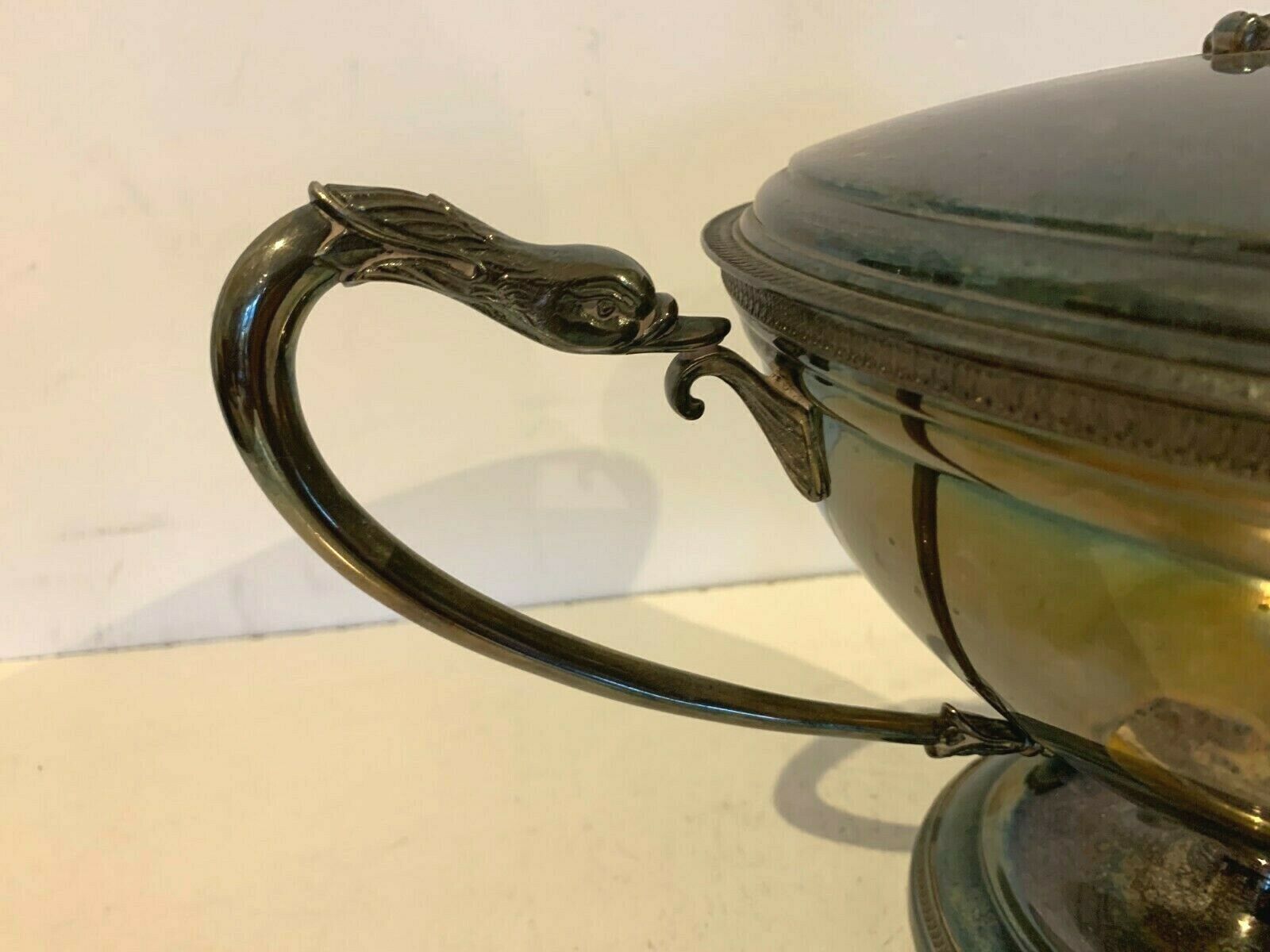 Empire Style Covered Vegetable Dish In Silver Metal Goldsmith Plasait XX Century photo Home Decor