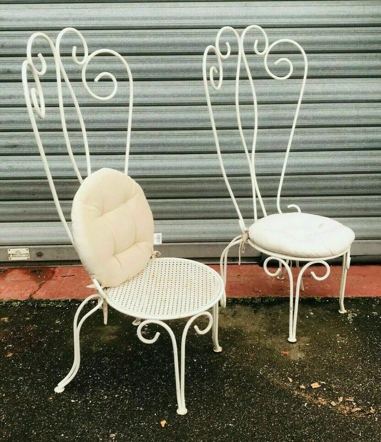 Pair Of 20th Century Patinated Wrought Iron Garden Chairs Armchairs photo vintage