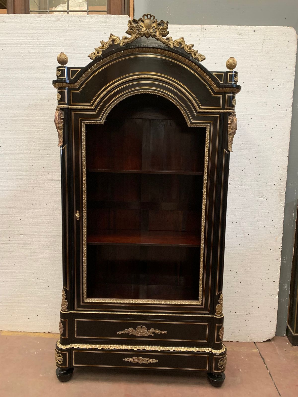Napoleon III Ceremonial Showcase In Black Wood And Chiseled Gilt Bronze 19th Century photo for sale