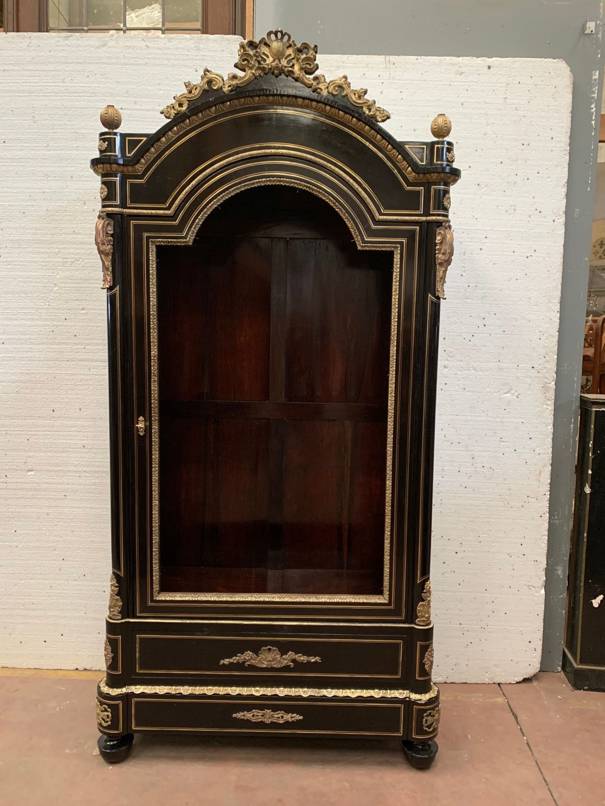 Napoleon III Ceremonial Showcase In Black Wood And Chiseled Gilt Bronze 19th Century photo Furniture