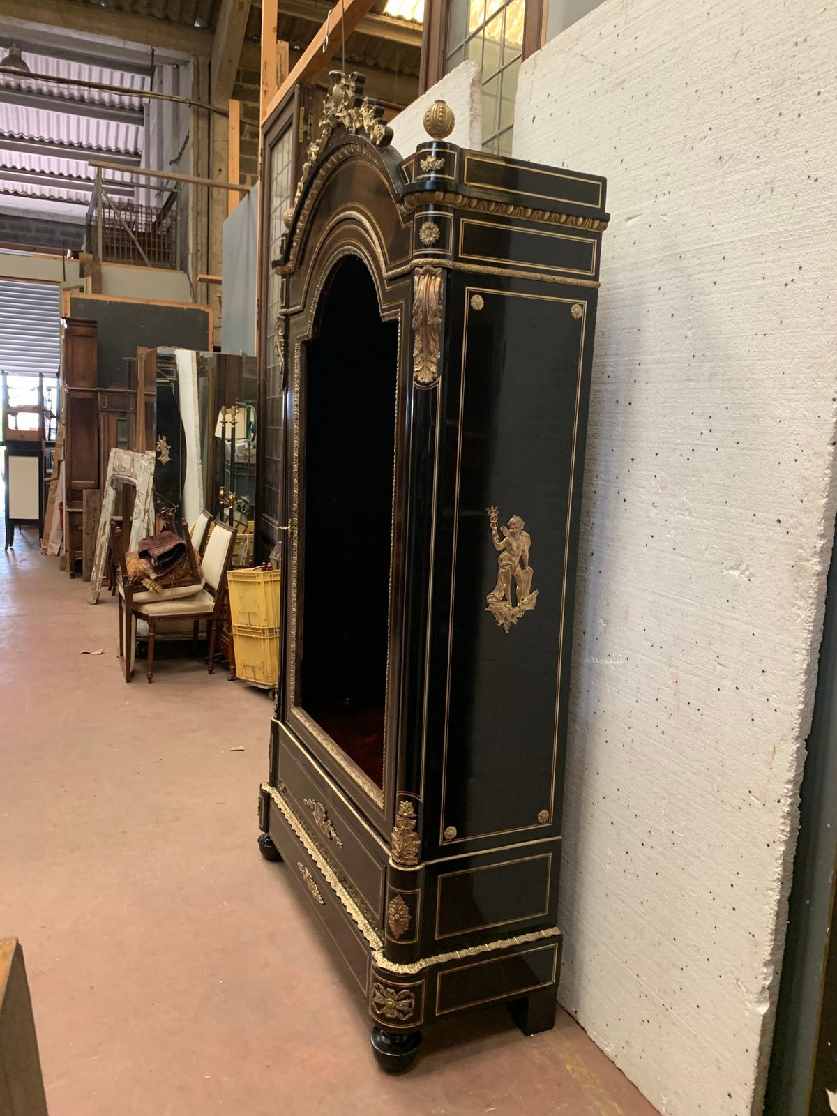 Napoleon III Ceremonial Showcase In Black Wood And Chiseled Gilt Bronze 19th Century photo 5970.04