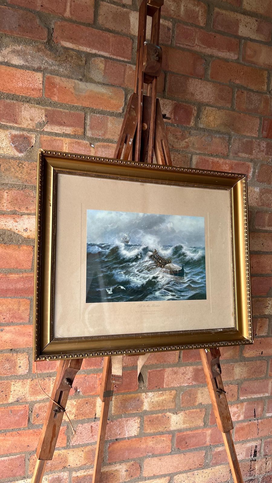 Early 1900s Maritime Print – "Off To The Rescue" – Framed & Glazed photo for sale