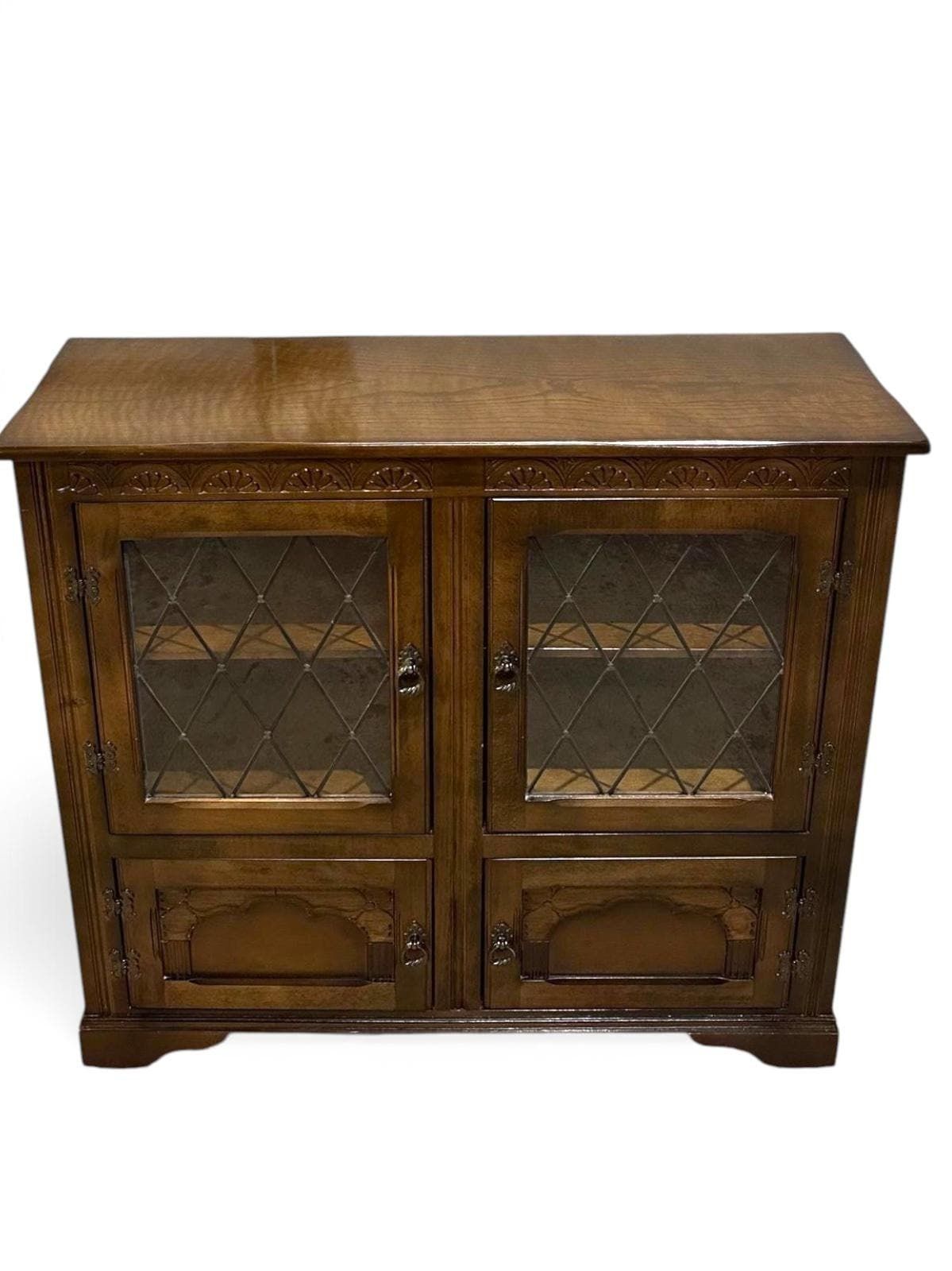 Vintage Glazed Bookcase And Cabinet By Jaycee Furniture / Dark Brown / Made In England / Dated 1960s photo for sale