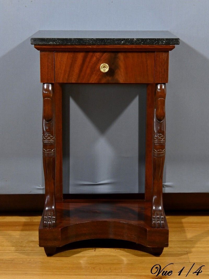 Mahogany Bedside Table, Empire Style – Mid 20th Century photo 1400.0