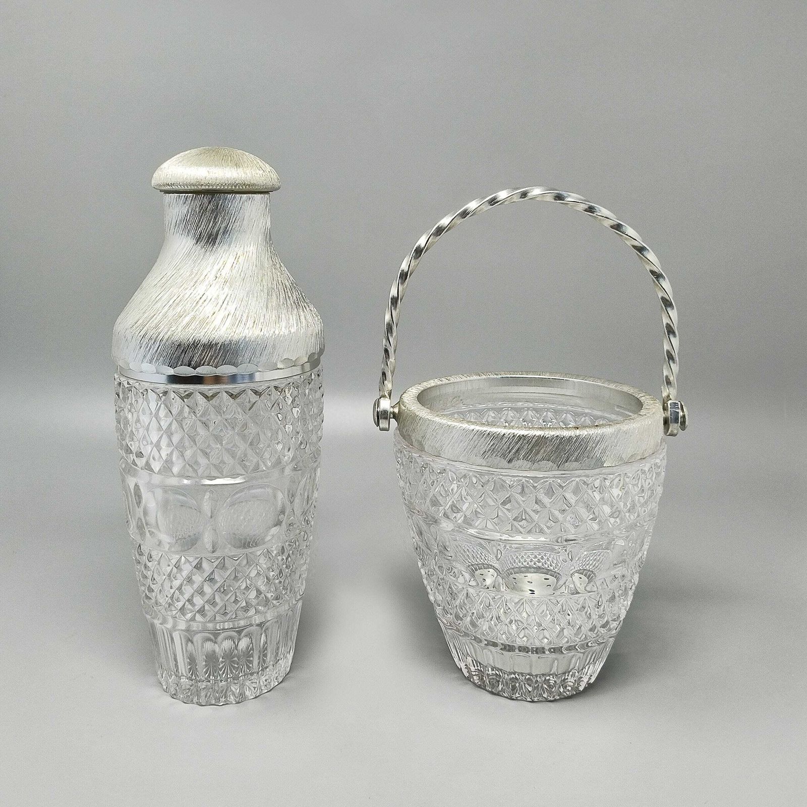 1960s Gorgeous Cut Crystal Cocktail Shaker With Ice Bucket By Arir. Made In Italy. photo furniture