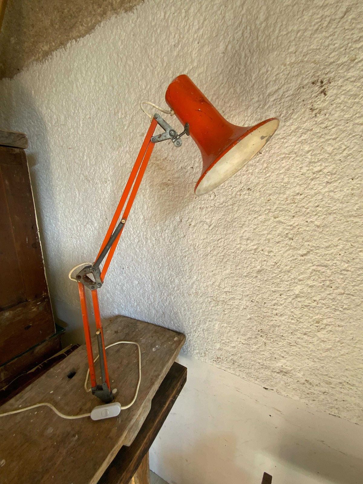 Engineer Retro Adjustable Lamp, Desk Light, Vintage Lighting, Loft, Studio Styling. 60s Home Orange Mid Century Modern. Working photo Lighting