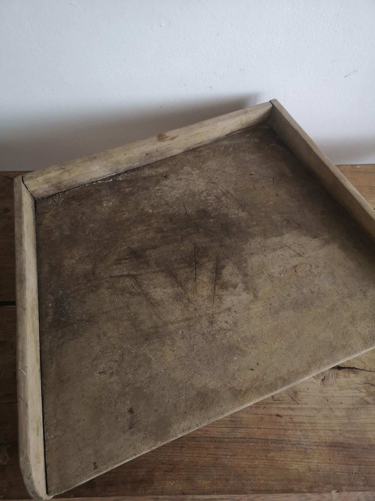 Tobacco Herb Chopping Board Solid Wooden Enclosed Block Beautiful Rare Rustic Piece. Hand Crafted French Vintage Home Made Primitive 1920s photo Home Decor