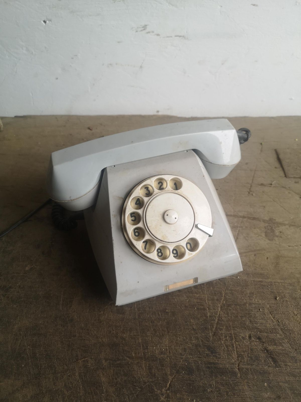 Old Retro Rotary Phone Cccp Russian, Grey Great Nostalgic Effect, Decor Or Use Telephone Rare Shape 60s Ussr photo furniture
