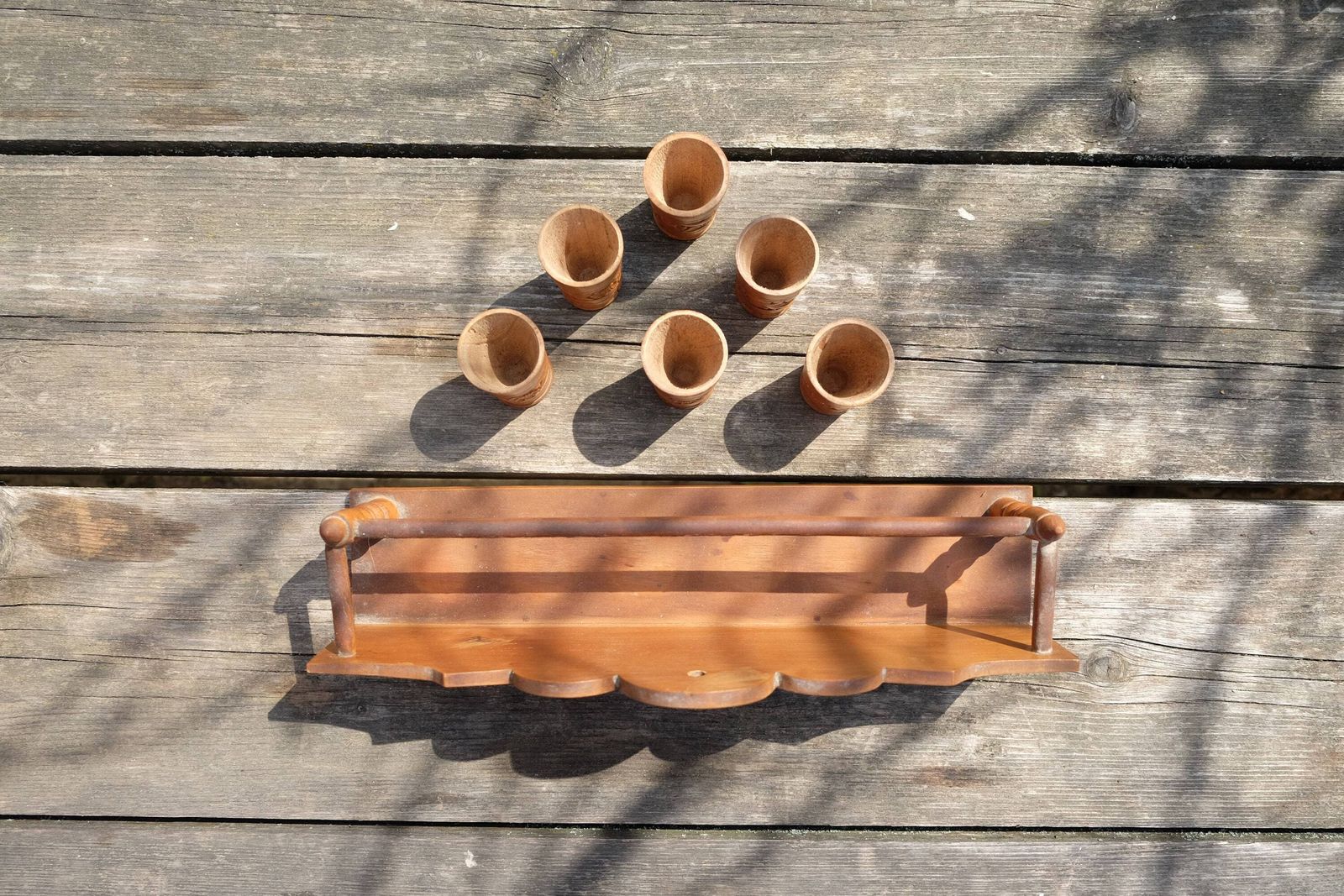 Egg Or Shot Cup Rack Hand Made Wooden Jar, Herbs, Spices Rack Storage Shelf, Hand Carved Floral Art, Hungarian Folk Art, Kitchen Decor X 6 photo Home Decor