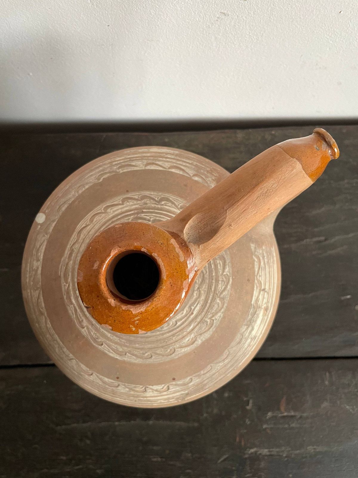 Large Natural Terracotta Vintage Earthenware Clay Handmade Pottery Jug Bottle Water Wine C1930s Hungarian, Pot, Flask, Wine Pitcher Vase D photo for sale