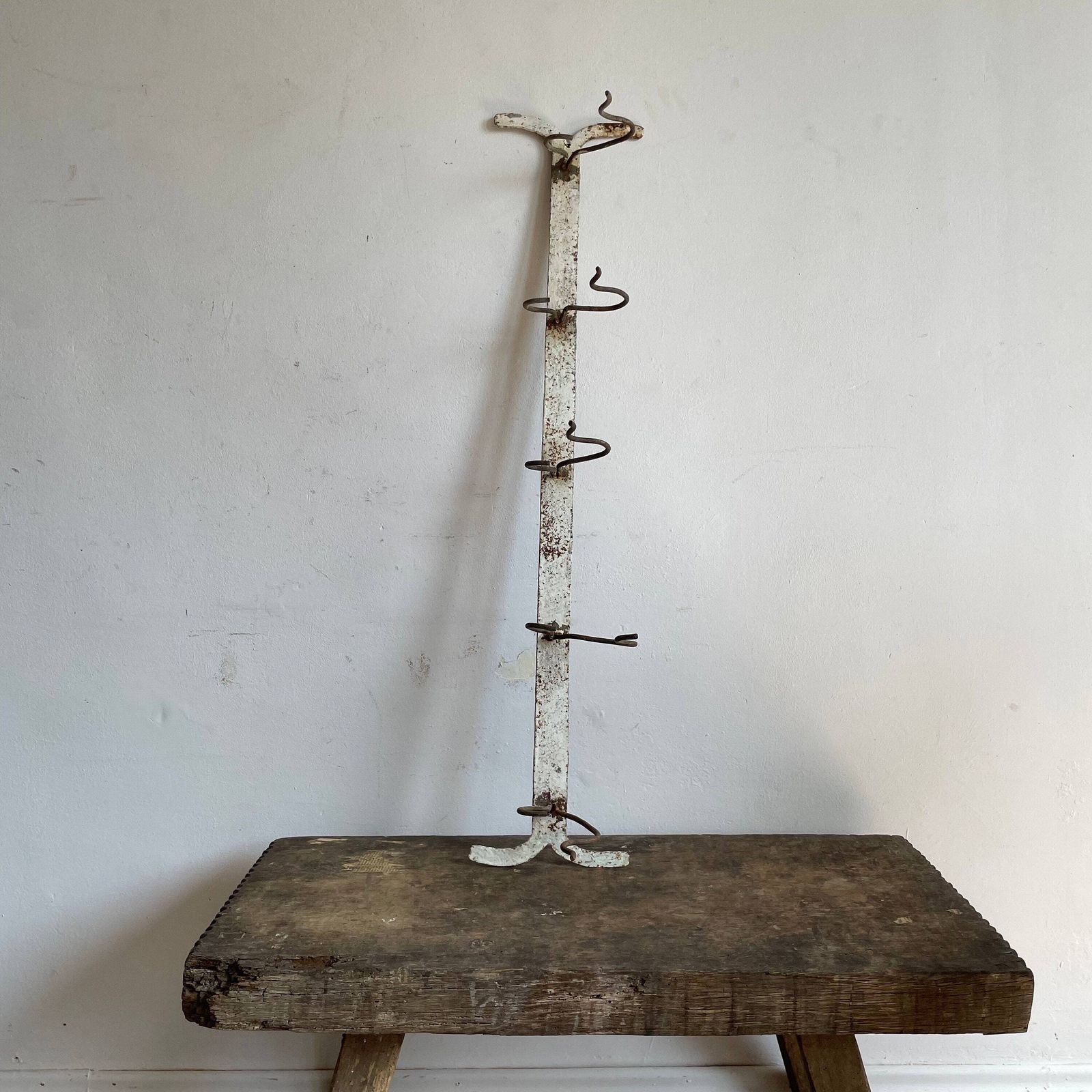 Large Coat Hook Rustic Old And Metal High Patina Farm Barn Unique Hand Made Imperfect Shape, Wabi Sabi, Hats, Scarfs Hallway Decor photo for sale