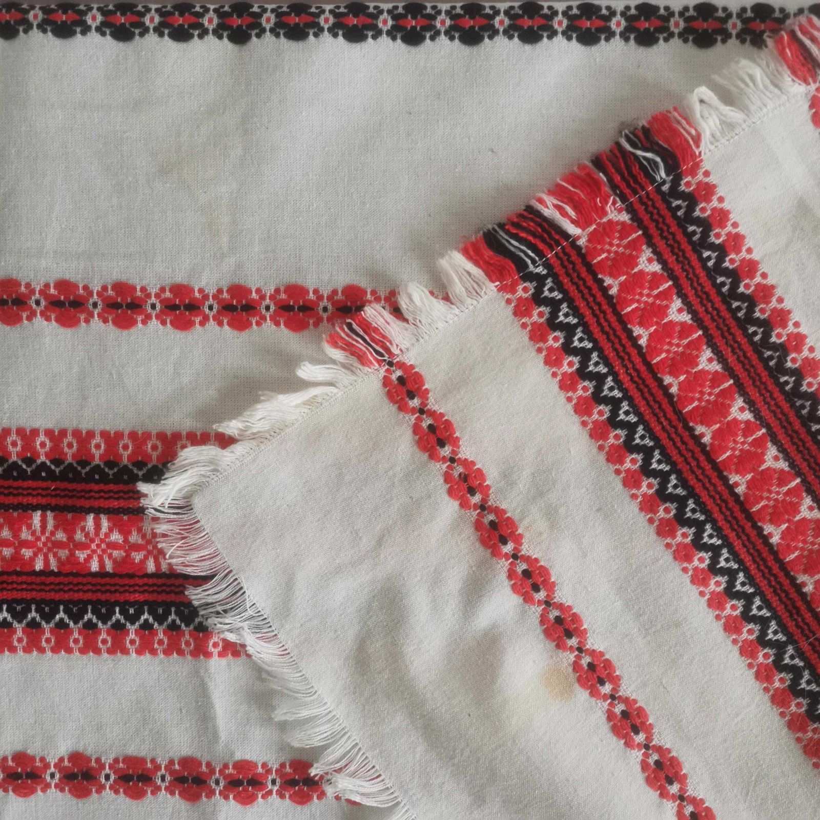 Woulda Love To Plough In Sárköz   Huge Hand Woven Folk Art Flax Tablecloth From Southwest Hungary photo Textiles