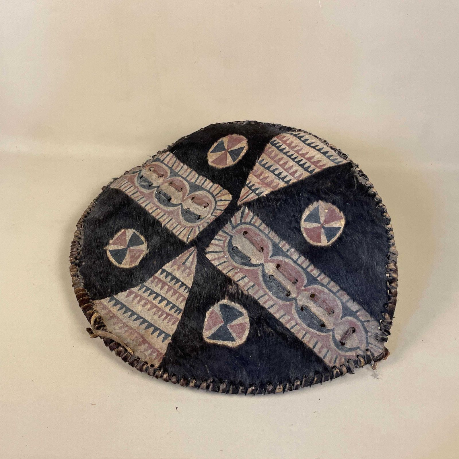 Decorative Maasai Shield African Tribal Artefact Art Handmade Cow Hide Leather Antique Old photo vintage