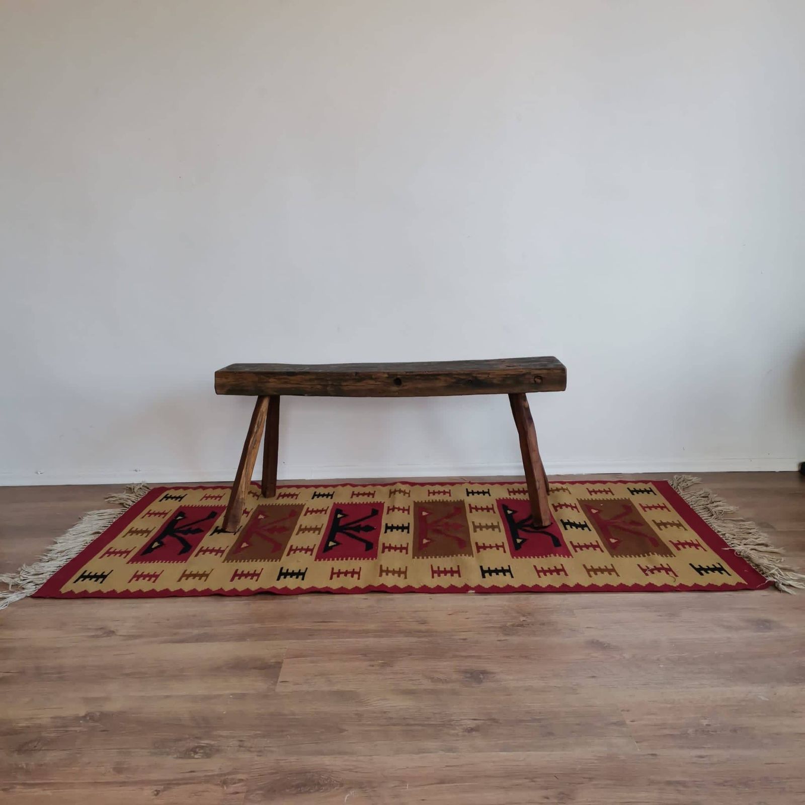 Big Wall Hanging, Rug Hungarian Hand Weaved Kiln 60's Wall Fabric. Vintage Bold Bright Home Decor, Rich Colours, Brown, Red, Cream